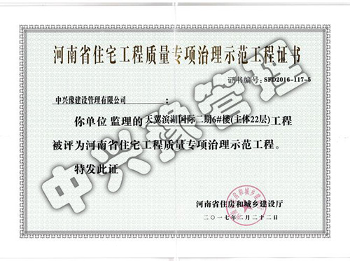 2017年工程質(zhì)量專(zhuān)項治理示范工程